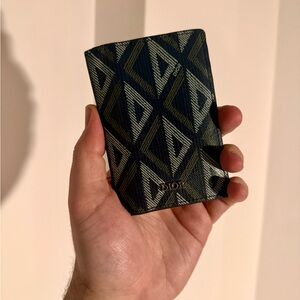 Dior Blue Geometric Patterned Card Holder